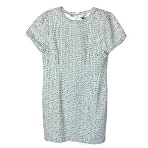 Alex Marie Confetti Metallic Sequined Luxury Quality Dress - WHITE BLUE YELLOW